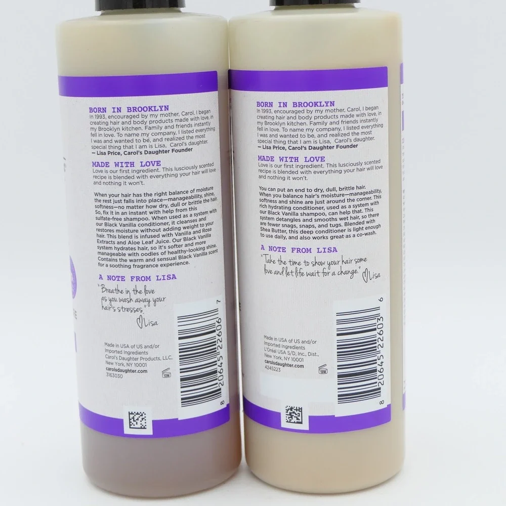Carol's Daughter Black Vanilla Luscious Moisture Shampoo & Conditioner 12 oz Ea